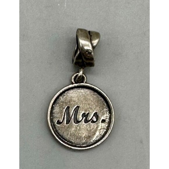 "Mrs" Bridal Charm 925 Sterling Silver Dangle Wedding Gift 1 in - Picture 2 of 10